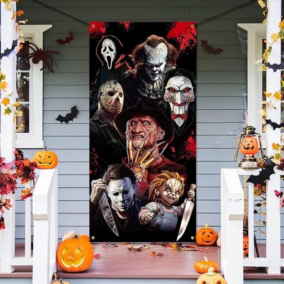 Halloween Scary Door Cover new in package Creepy Killer 72.8 x 35.4 inches - Picture 1 of 2